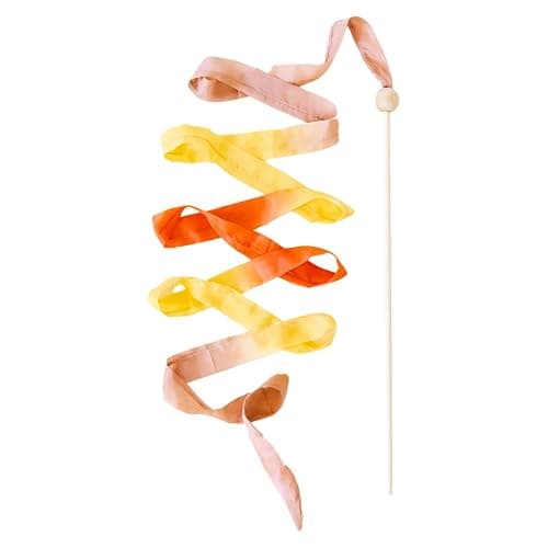 Sarah's Silks Boho Rainbow Streamer - 8' Long Ribbon Wand for Kids, Pretend Play, Dance, Baton Stick Twirling, and Gymnastics Party Favors | 100% Silk and Wood Montessori and Waldorf Toys - Image 1