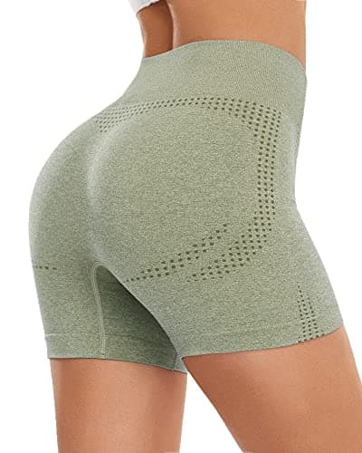 AHLW Seamless Workout Shorts for Women High Waist Tummy Control Breathable Athletic Gym Running Shorts - Image 1