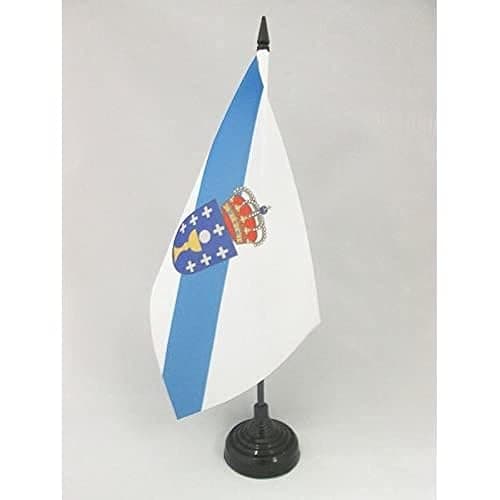 Galicia Table Flag 5'' x 8'' - Spanish region of Galicia Desk Flag 21 x 14 cm - Black plastic stick and base - AZ FLAG - Image 1