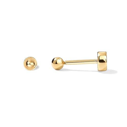 PAVOI 14K Gold Plated Solid 925 Sterling Silver Post Ball Stud Flat Back Earrings for Women | Cartilage Earring | Helix Piercing Jewelry | Small Stud Earrings for Women | Gold Ball Stud Earrings - Image 1