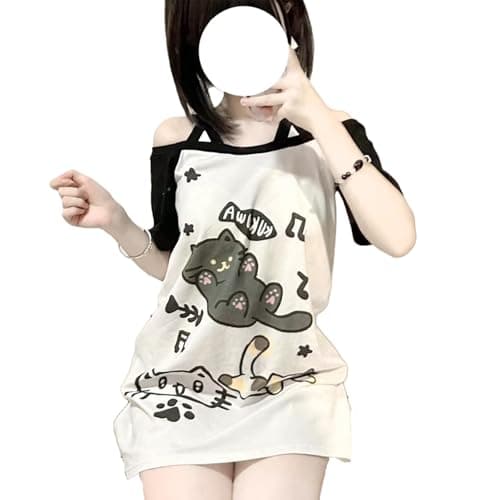 Y2k Kawaii Shirts for Women Cartoon Graphic Tees Off Shoulder Cutecore Shirts Harajuku Fashion Gothic Tops - Image 1