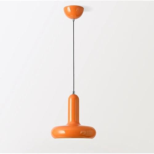 Mkichi Hängelampe Küche Modern E27 Pendelleuchte Esstisch Rund Küchenlampe Hängend,Lampenschirm Hängelampe Metall Vintage,Hängelampen für Schlafzimmer Wohnzimmer Esszimmer (Orange) - Image 1