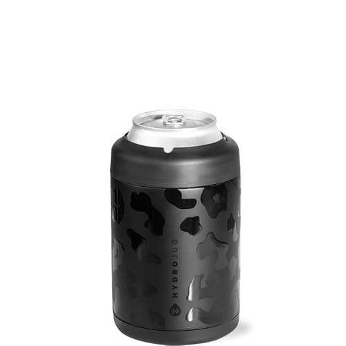 HydroJug Standard Can Cooler - 2-in-1 Insulated Can Cooler Cup - Stainless Steel Can Holder with Non-Slip Rubber Base - Screw-Top Lid - Dishwasher Safe - 12oz, Black Leopard - Image 1