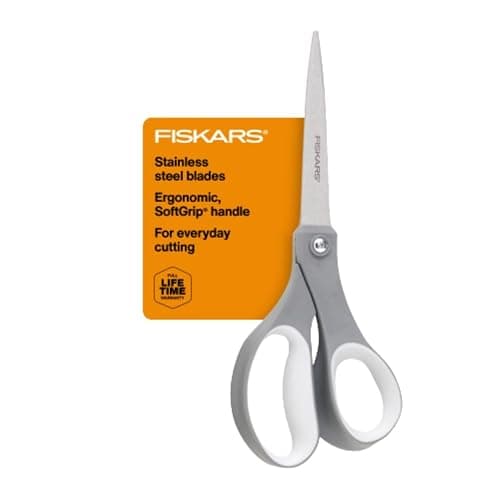 Fiskars All Purpose Scissors, High Performance Cutting, Stainless Steel Blades, Ergonomic and Comfort Handles, Perfect for Arts and Crafts and the Office, Scissors for Office - 8" All Purpose - Image 1
