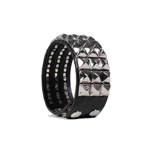 SCOPLATY Genuine Leather Bracelet Cuff with Spikes studded Rivets - Adjustable Metal Wristband for Men Women, 80s Goth Rock Accessories - Image 1