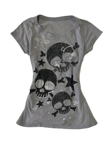 Y2K Grunge T-Shirt Vintage Skull Star Graphic Baby Tee Alt Punk Short Sleeve Crop Top 90s Harajuku Emo Streetwear - Image 1