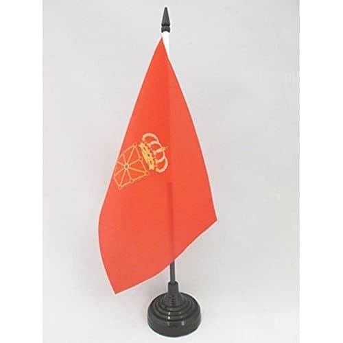 Navarre Table Flag 5'' x 8'' - Spanish region of Comunidad Foral de Navarra Desk Flag 21 x 14 cm - Black plastic stick and base - AZ FLAG - Image 1