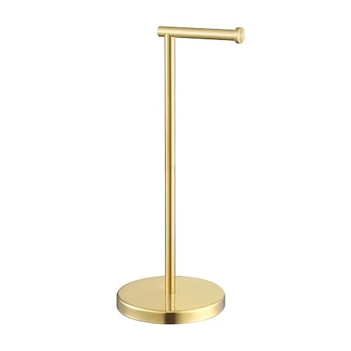 KES Gold Toilet Paper Holder Free Standing SUS 304 Stainless Steel Rustproof Pedestal Lavatory Tissue Roll Holder Floor Stand Modern Brushed Gold Finish, BPH283S1-BZ - Image 1