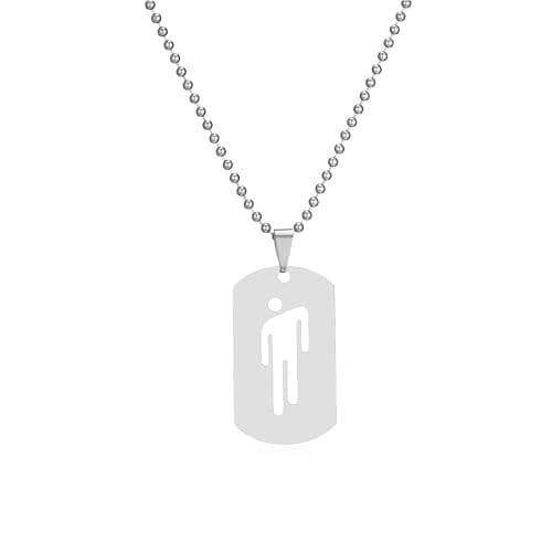 Ticome Hip Hop Bad Guy Villain Necklace,Stainless Steel Hollow Pendant Couples Necklace,Personalized Fashionable Minimalist Clothing Accessories(Silver) - Image 1