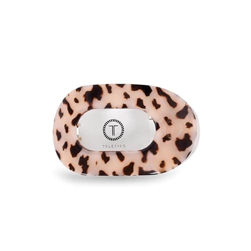 TELETIES - Large Flat Round Clip - Strong Grip, Bendable Teeth, Comfortable Curved Design - For Lying Down, Yoga, Driving & More - Ideal for Thick Hair - For All Hair Textures - Blonde Tortoise - Image 1