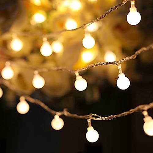 Globe String Lights 33ft 70 Led, Indoor/ Bedroom, 8 Modes Fairy Lights Plug in, Extendable Outdoor Decorative Lights for Christmas Decoration, Patio, Wedding, Warm White, No Remote - Image 1