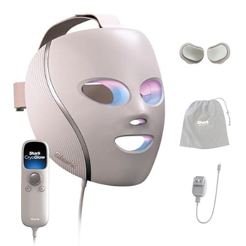 Shark CryoGlow LED Face Mask with Under-Eye Cooling, Anti-Ageing & Blemish Repair, Red & Blue LED, Infrared Light Therapy, USB-C, Remote Control, Storage Bag, Adjustable Straps, Rose Glow, FW312PK - Image 1
