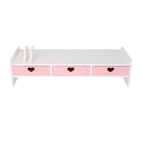 CONKAWACA Cute Monitor Stand Kawaii Desk Organizer Cute Desk Organizer with Drawers Monitor Riser Computer Stand - Image 1