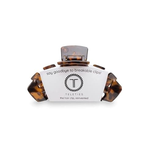 TELETIES - Large Hair Clip - Strong Grip, Bendable Teeth, Comfortable Curved Design - Ideal for Thick Hair - For All Hair Textures - Tortoise - Image 1
