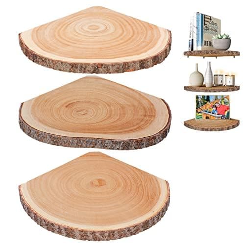 ShineZoom Corner Floating Shelves(3Pcs Wood Corner Shelf Rustic Corner Shelves Wall Corner Shelf for Decor/Storage/Kitchen/Bedroom/Office/Living Room - Image 1