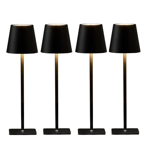 4 Pack Led Cordless Table Lamps-Wireless Rechargeable Lamps Bulk of 4,Waterproof Outdoor Table Lamp for Patio/Restaurant/Dinner Dining Desk Top Lights/Kitchen Countertop, Value Pack of 4,Multiple Set - Image 1