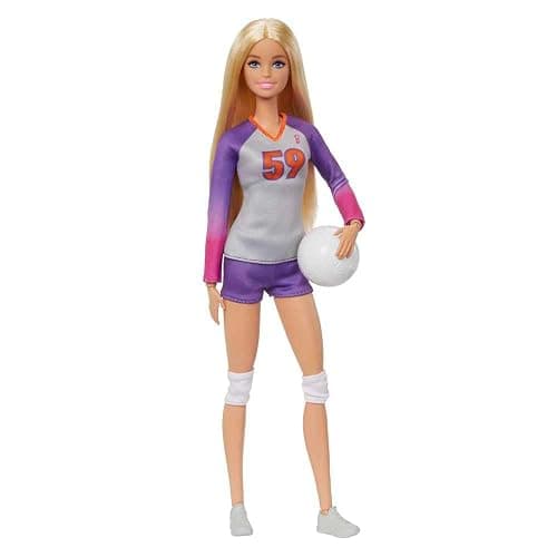 Barbie Careers Fashion Doll & Accessory, Made to Move Volleyball Player Wearing Removable Uniform with Ball, 22 Bendable Joints - Image 1