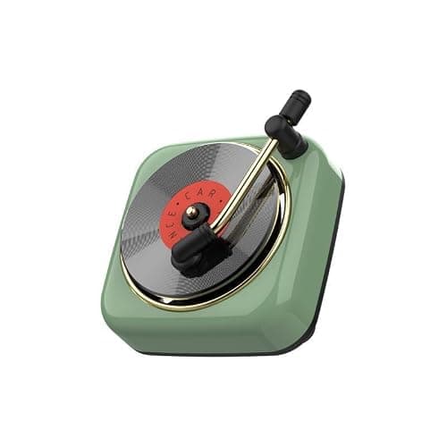 Wyuoot Car Air Freshener in Retro Record Player Design, CD Decorative Diffuser with Rotating Mechanism, Vintage-Inspired Aroma Diffuser for Car Vent (Green) - Image 1