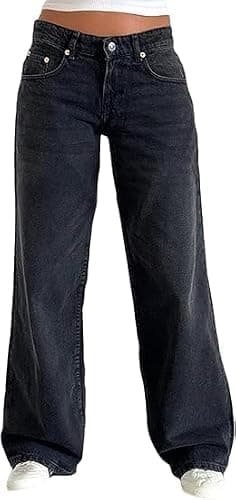 Women Y2K Low Rise Baggy Jeans Boyfriend Straight Wide Leg Jeans Trendy Loose Denim Pants Streetwear - Image 1