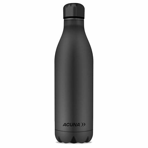 Acuna Stainless Steel Water Bottle 1000 ml - Vacuum Insulated Leakproof Metal Water Bottle, BPA-Free Double Wall Flask 12hrs Hot & 24hrs Cold Ideal for Travel, Gym, Work, Sport (Metallic Black 1 LTR) - Metallic Black - 1000 ml - Image 1