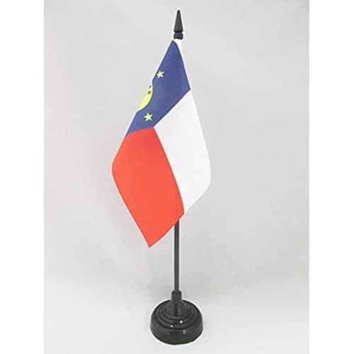 Wake Island Table Flag 4'' x 6'' - Wake Islander Desk Flag 15 x 10 cm - Black plastic stick and base - AZ FLAG - Image 1
