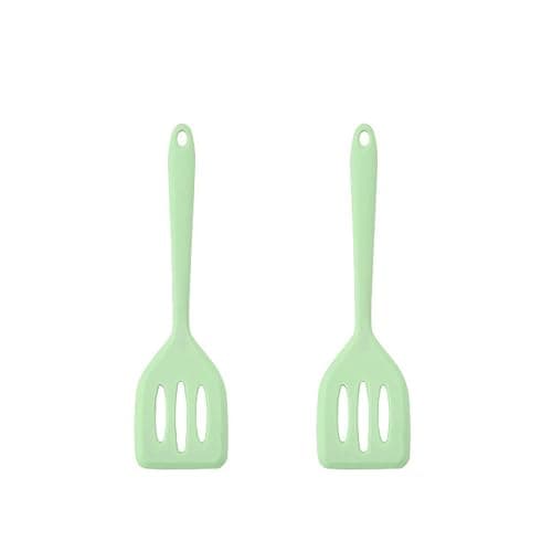 HOIRIX 2Pack Small Silicone Turner High Heat Resistant Slotted Spatula for Fish, Eggs, Pancakes and More (12 IN, Light green) - Image 1