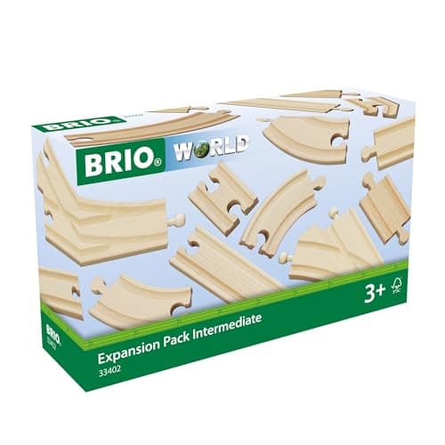 BRIO World 33402 – Intermediate Track Expansion Pack, 16-Piece Wooden Train Track Set, Railway Compatible, Ages 3+ - Image 1