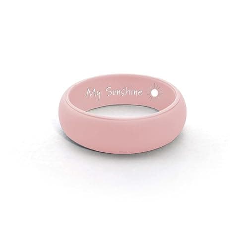 CUSTOM ENGRAVED Womens Silicone Wedding Band Active Athletic Ring - Personalize Any Text, Symbol, Image - SHIPS NEXT DAY - Image 1
