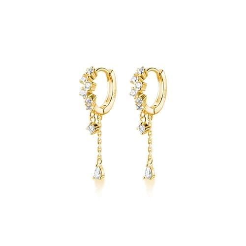 SLUYNZ 925 Sterling Silver Water Droplets Hoop Earrings for Women Teen Sparkling CZ Earrings Tassel Earrings Drop - Image 1