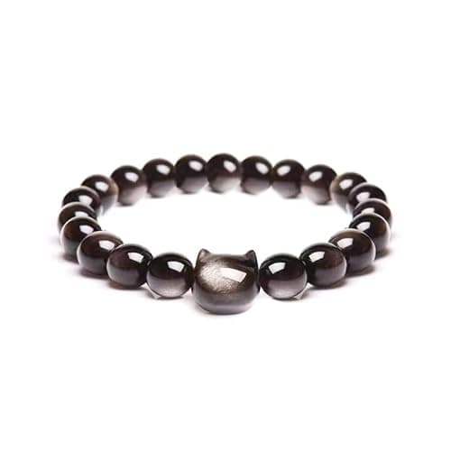 Money Attraction Cat Bracelet - Black Obsidian Women Bracelets -Wealth Prosperity Abundance Stone Bead Bracelet, Entrepreneur Business Luck Beaded Bracelets,Spiritual Mood Energy Cute Protection Stretch Bracelet,Health Good Luck Feng Shui Bracelets For Women Gifts For Women - Image 1