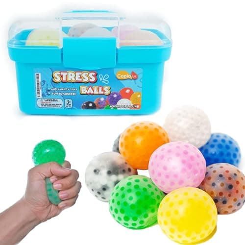 COPLA 12 Pack Stress balls| Stress Balls for Kids and Adults with ADHD,OCD, Anxiety, and Autism| Ideal Fidget Toys Stress Balls to Reduce Tension and Anxiety and Improve Focus. - Pack of 12 - Thermoplastic Rubber (TPR) - Image 1