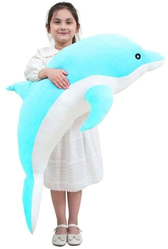 Kekeso Giant Dolphin Plush Toy, Soft Whale Hugging Pillow Stuffed Dolphin Pillow for Children Girls (Blue, 120cm/47.24inch) - Image 1