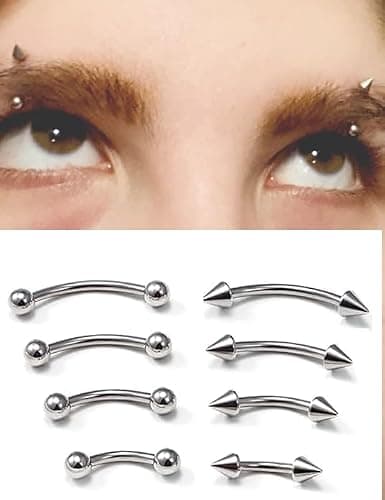 Boernfnso Eyebrow Piercing Jewelry Surgical Steel Curved Barbell Tiny Eyebrow Ring Vertical Labret Lip Jewelry Ear Rook Navel Small Belly Button Ring for Women Men 20g 16g 6mm/8mm/10mm/12mm - Image 1