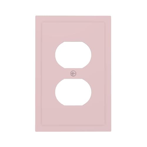 CZRPKEN Blush Pink Outlet Covers Soft Aesthetic 1 Gang Duplex Light Switch Cover Plate Decorative Wall Plates Socket Cover Electrical Switchplate Receptacle Bathroom Bedroom Decor - Image 1