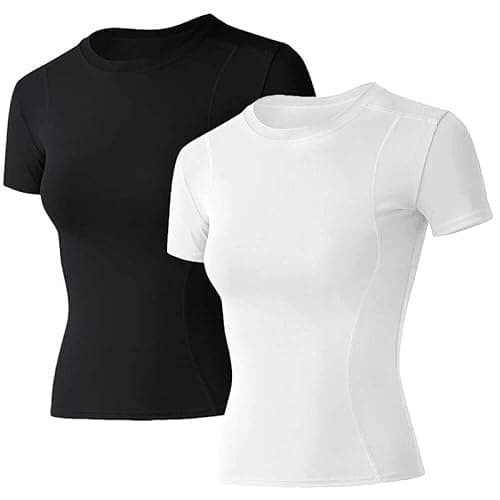 Loovoo Women Workout Shirts 1/2/3 Pack Athletic Compression Tee Dry Fit Yoga Gym Basic Tops - Image 1