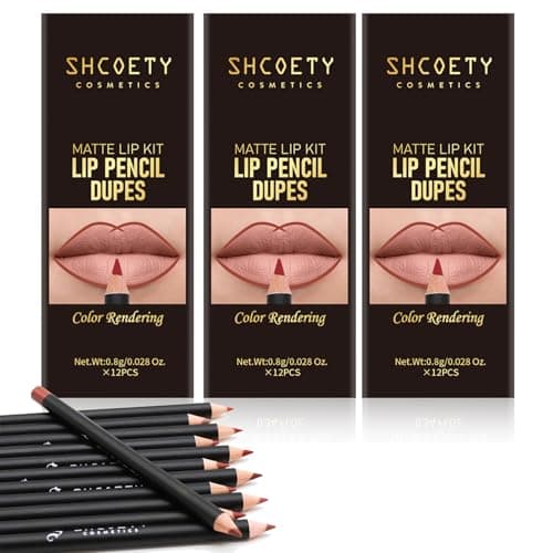 SHCOETY 36 Pcs Matte Lip Liner Set, 12 Colors Waterproof Long Lasting Lip Pencils, 3 Packs High Pigmented Smooth Lip Makeup Kits - Image 1