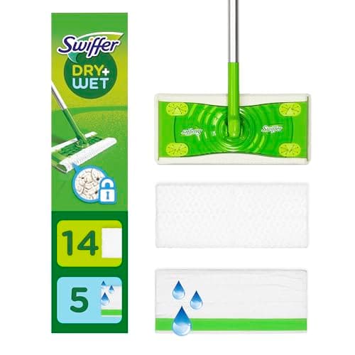 Swiffer Sweeper 2-in-1 Mops for Floor Cleaning, Dry and Wet Multi Surface Floor Cleaner, Sweeping and Mopping Starter Kit, Includes 1 Mop + 19 Refills, 20 Piece Set - Image 1