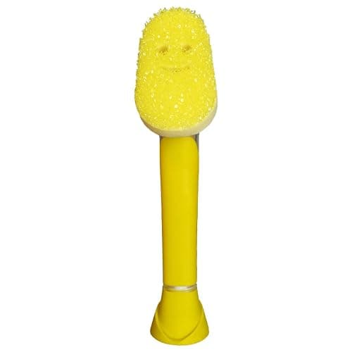 Scrub Daddy Dish Wand, Soap Dispensing Dish Brush, Texture Changing Washing Up Sponge with Liquid Handle, Built-in Scraper & Detachable Scrubbing Head, Drip Stand, Yellow - Image 1