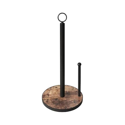 OROPY Paper Towel Holder Countertop with Heavy Duty Wood Base, Farmhouse Paper Towel Roll Stand for Kitchen Counter fits Standard and Jumbo Size Paper Towels (Brown - Easy to Tear) - Brown - Easy to Tear - Image 1