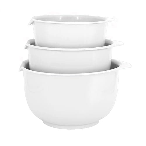 GLAD Mixing Bowls with Pour Spout, Set of 3 | Nesting Design Saves Space | Non-Slip, BPA Free, Dishwasher Safe Plastic | Kitchen Cooking and Baking Supplies, White - Image 1