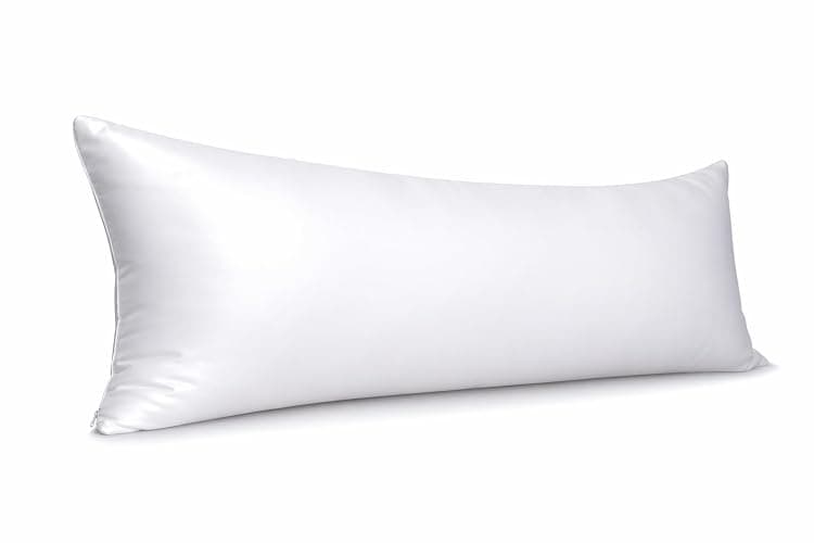 evoLive 100% Rayon Derived from Bamboo Cooling Breathable Body Pillow Cover/Pillowcases 21x54 inches with Hidden Zipper Closure (White, 21βX54β Body Pillow Cover) - Image 1