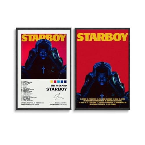2 PCS Starboy Album Cover Poster Weeknd Posters for Room Aesthetic Canvas Wall Art Bedroom Decor 12x18inch(30x45cm) - Image 1