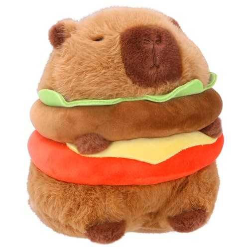 RHHSSE Hamburger Capybara Plush, Capybara Stuffed Animal - Cute Stuffed Animal with Stable Mood Vibe, Funny Food - Themed Companion for Kids & Adults (9.5 inch) - Image 1