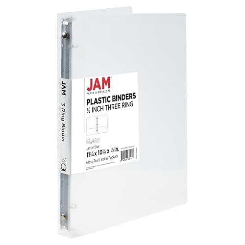 JAM PAPER Plastic 0.5 inch Binder - Clear 3 Ring Binder - Sold Individually - Image 1