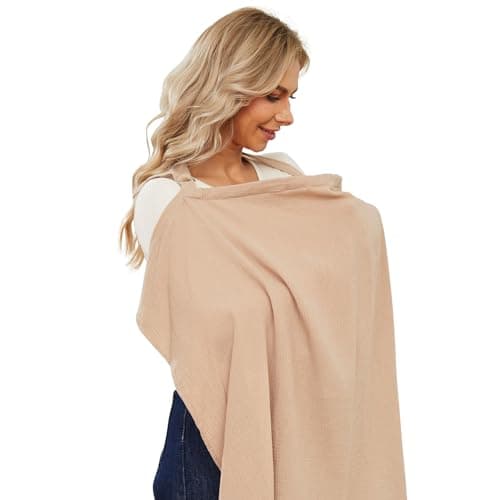 PPOGOO Muslin Nursing Cover for Baby Breastfeeding, Breathable Privacy Nursing Covers for Mom 100% Cotton Breastfeeding Cover with Rigid Hoop for Mother Nursing Apron (Brown) - Image 1
