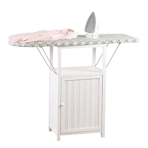 OakRidge Deluxe Ironing Board with Storage Cabinet, Perfect for Small Spaces with Extra Storage, Folding Station, Crafted with 100% Durable Wood, White Design β Measures 36.5" H x 15.5" W x 23" L - Image 1