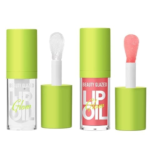 Beauty Glazed Big Brush Head Lip Oil, Ultra-Hydrating & Nourishing, Smooth Glossy Finish Lip Glow Oil, Shiny and Vegan Tinted Lip Gloss, Non-Sticky Formula (2, 101# MEET & 102# KISS) - Image 1