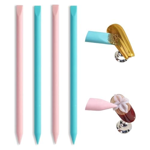 FSpronail 4 Pcs Nail Art Sculpture Pen,Dual Tipped Silicone Nail Tool Resin Nail Art Brushes for 3D Gel Carving Drawing Effect Shaping Apply Chrome Tool for Women Manicure Design at Home Salon DIY Kit - Image 1