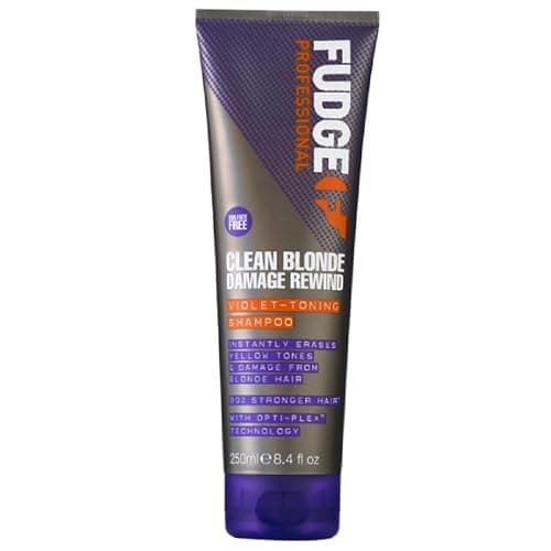 Fudge Professional Clean Blonde Damage Rewind Shampoo, Intense Purple Toning for Blonde hair, Bond Repair Technology, Sulfate Free, 250 ml - Image 1
