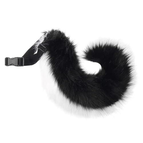 ILUFAM Furry Wolf Dog Tail Costume Accessory – 29.5" Faux Fur Animal Tail for Adult Halloween Cosplay Party - Image 1